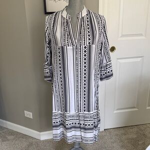 Black and White Patterned Women's Dress